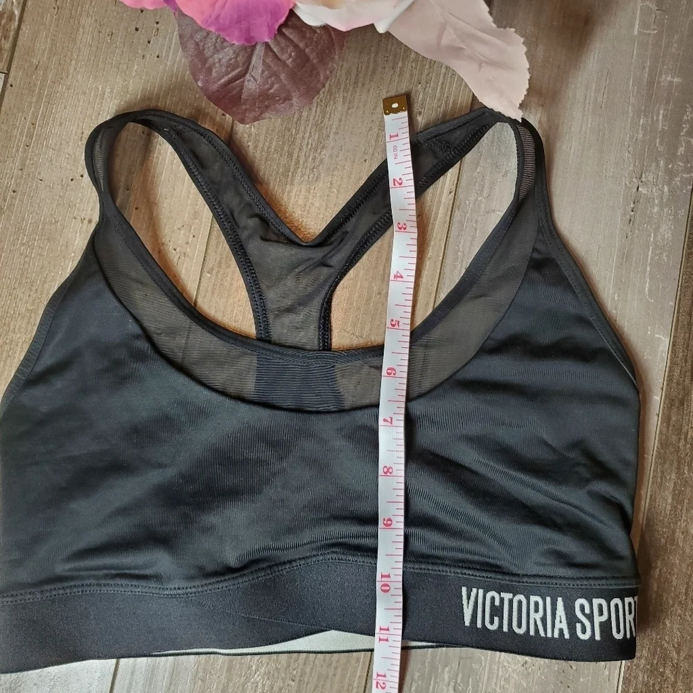 VSX Victoria's Secret Sport Racerback Sports Bra Black Size Small Mesh Trim EUC
